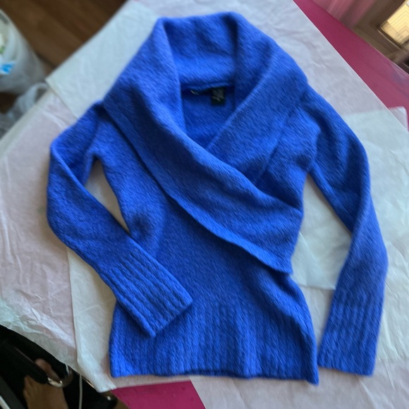 VTG Moda International sz M shawl collar sweater violet wool/acrylic/spandex - Picture 11 of 13